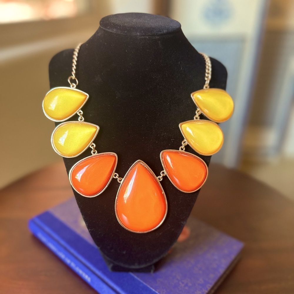Charming Charlie Orange and Yellow Statement Necklace